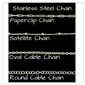 Stainless Steel Chain: Paperclip, Satellite, Cable Chain - Bulk 1 Foot