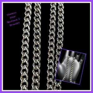 Stainless Steel Curb Chain Necklace or Bracelet: Finished Unisex Jewelry