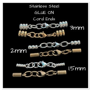 3 Packs Cord Ends Jewelry Glue in End Caps Ribbon Ends Necklace Cord Ends  DIY Earring Bracelet end caps Jewelry Making Supplies Leather Rope Necklace