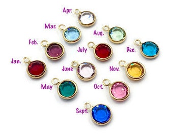 Gold Plated Swarovski Birthstone Charm: 6mm Personalized Jewelry