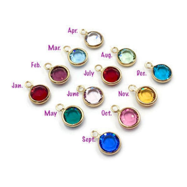 Gold Plated Swarovski Birthstone Charm: 6mm Personalized Jewelry