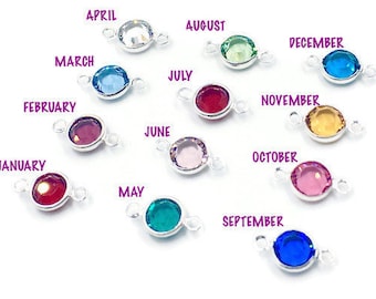 6mm Silver Plated Swarovski & Preciosa Crystal Birthstone Link Connector
