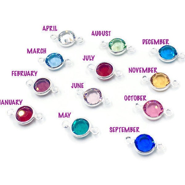 6mm Silver Plated Swarovski Channel Link Crystal, 2 ring, 57700, Crystal Link, Birthstone Link, Birthstone Connector, Single or Set