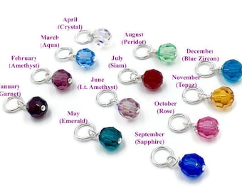 Swarovski Birthstone Charm: 6mm Sterling Silver or Gold Filled