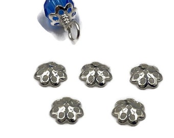 Sterling Silver Flower Bead Cap: 5mm, 5 Pieces