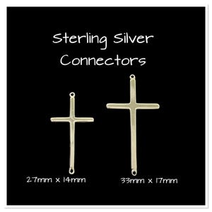 May include: Two sterling silver cross connectors. The smaller cross measures 2.7mm x 14mm and the larger cross measures 33mm x 17mm.