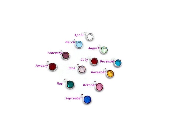 Silver Plated 6mm Swarovski Birthstone Charm: Personalized Jewelry