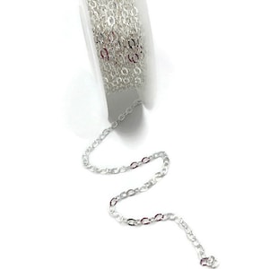 Sparkly Sterling Silver Flat Cable Chain: Necklace Making (1 Foot)