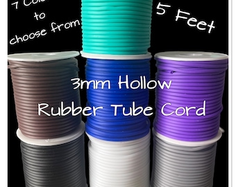 3mm Hollow Rubber Tube Cord: Jewelry Making, 5 Feet
