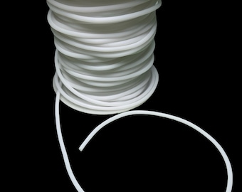 White Rubber Tube Cord, 2mm Rubber Cord, Hollow Rubber Tube Cord for Jewelry Making,Bulk Rubber Tube Cord,5 feet,Unfinished Rubber Tube Cord