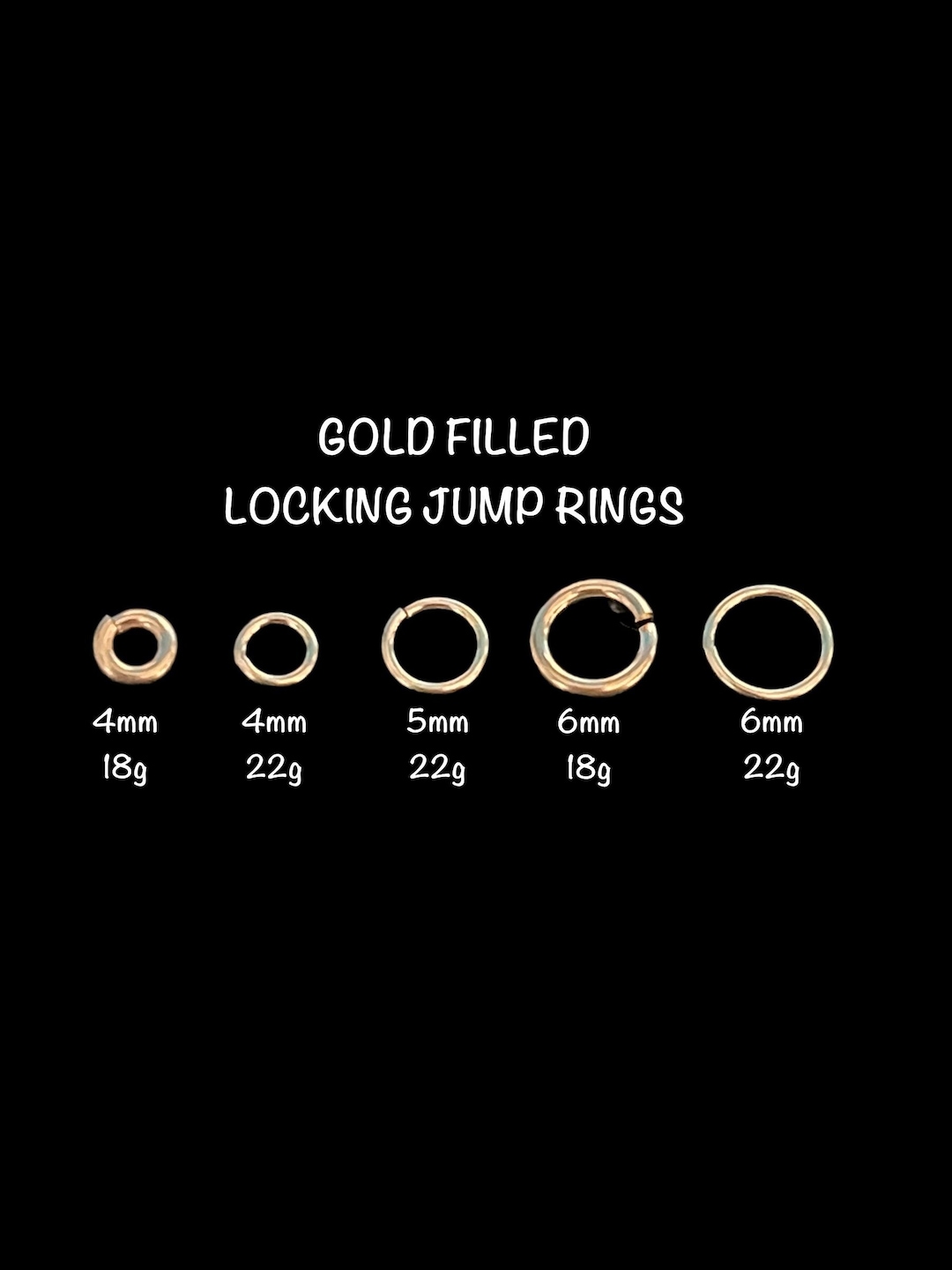 Locking Jump Ring, Gold Filled Locking Jump Ring, 3mm, 4mm, 5mm, 6mm, 8mm, 18 Gauge, 22 Gauge