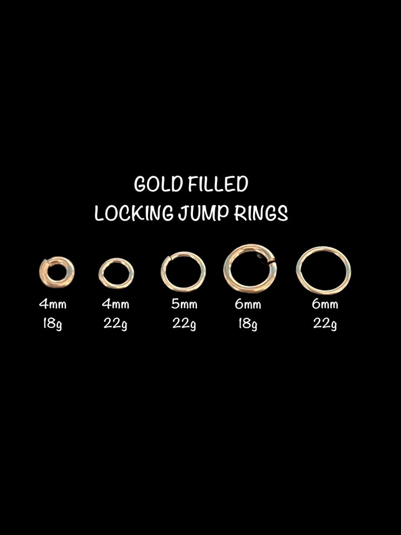Locking Jump Ring, Gold Filled Locking Jump Ring, 3mm, 4mm, 5mm, 6mm, 8mm, 18 gauge, 22 gauge, Open Jump ring 10 pieces image 1