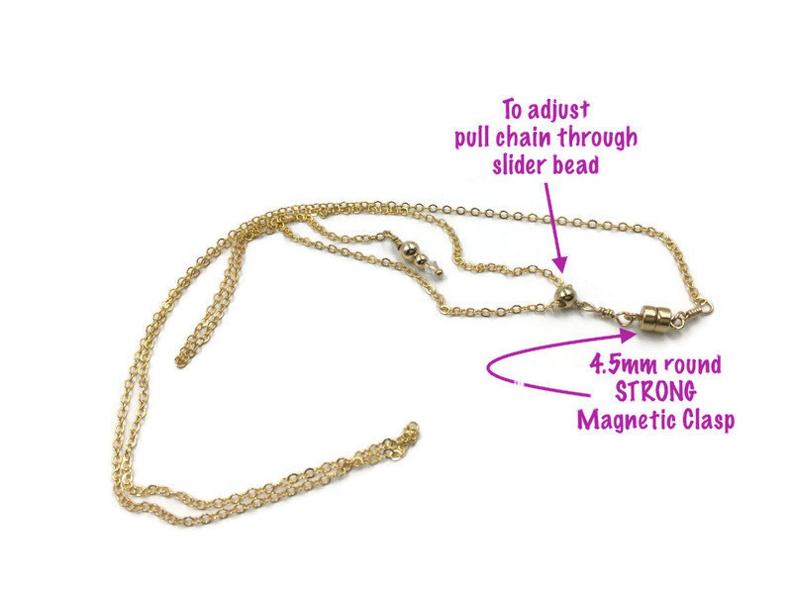 Adjustable Chain Necklace 24 Chain Slider Bead Etsy