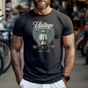 Vintage Scooter Rider Unisex Tee, Classic Scooter Gift, Retro Motorcycle T-Shirt, Motorbike Lover Shirt, Hipster Biker Apparel