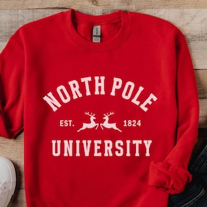 North Pole Sweatshirt, Christmas Collage Sweatshirt, Cute Holiday Gift, Merry Christmas Sweatshirt, Winter Sweatshirt, Xmas Tee