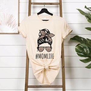 Mom Life Sweater, Leopard Mom Shirt, Mothers Day Crewneck, Messy Bun Mom Shirt, New Mom Gifts, Mama Life Shirt, Mom Crewneck, Mama Gifts S Cream (Tee only)