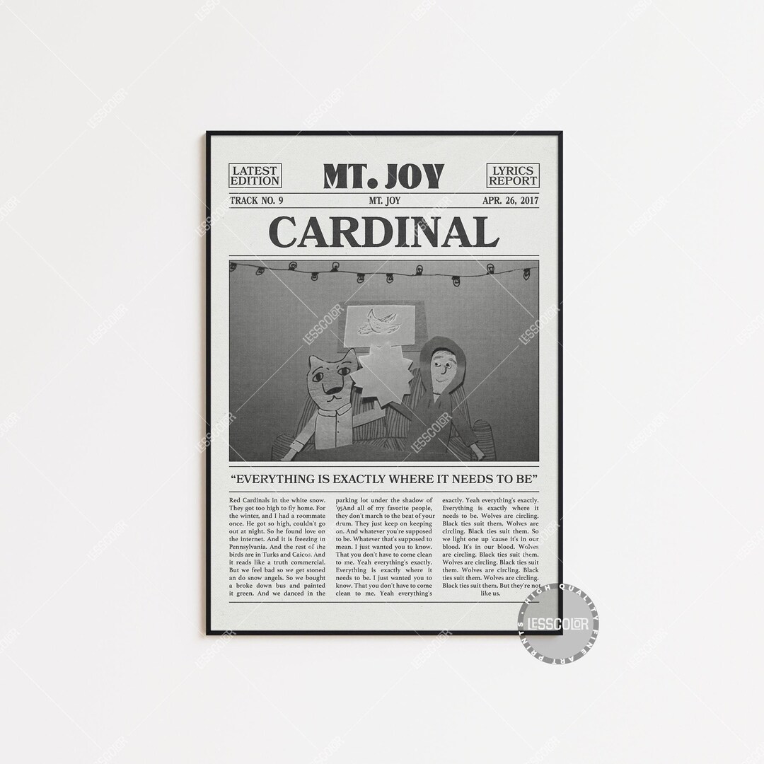 Mt. Joy Retro Newspaper Print, Cardinal Poster, Silver Lining Lyrics ...