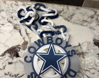 Collana con ciondolo girevole da cowboy / stampa 3D blu navy e argento