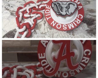 3D-tryckt Alabama Crimson Tide Spinner Chain Halsband | Utrustning för matchdagsfans