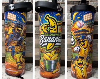 Savannah Bananas 20oz Flip Top Tumbler Stainless Steel Mug Gift
