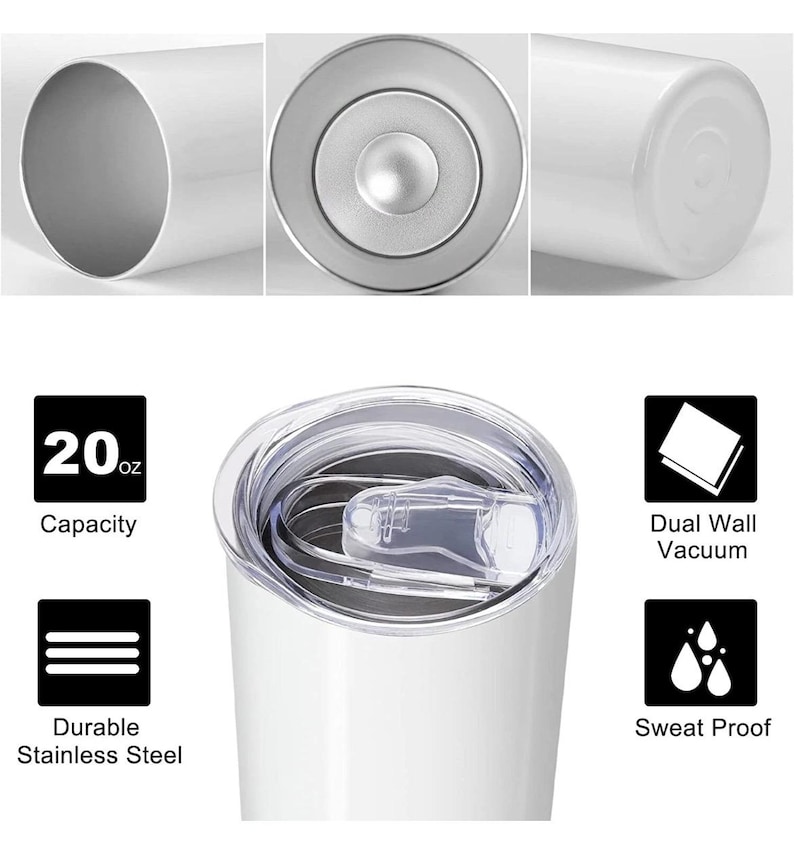 Pu&ograve; includere: Bicchiere da viaggio in acciaio inossidabile bianco da 591 ml con coperchio trasparente. Le caratteristiche includono l'isolamento sottovuoto a doppia parete e il design a prova di sudore. Realizzato in acciaio inossidabile resistente.