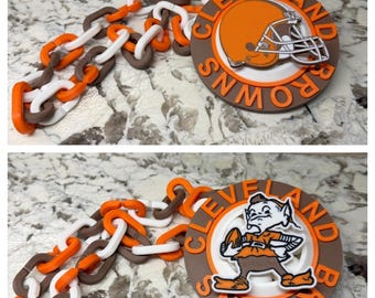 Cleveland Browns spinnerkedja | 3D-tryckt hjälm- eller brownieälvhängehalsband