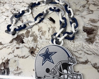Dallas Cowboys hjälm Hype-kedja | 3D-tryckt fotbollsfankedja | Cowboys-inspirerad matchdagsutrustning | Tailgate-halsband | NFL-fan-gif