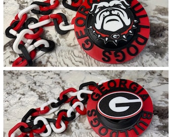 Georgia Bulldogs spinnerkedja | 3D-tryckt hänge med fläktväxel (12,5 cm)