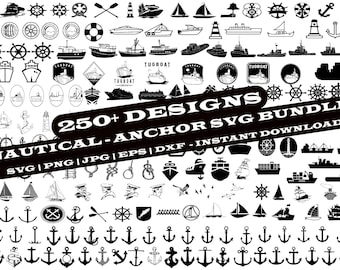 Nautisches SVG-Bundle: Anker, Segeln & mehr (252 Designs) (Digitaler Download)