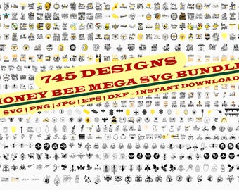 Honey Bee SVG Bundle: Mega Bee Clipart, Honeycomb Designs (Digital Download)