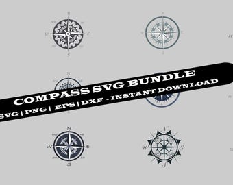 Compass SVG Bundle: Nautical Clipart, Cut Files (Digital Download)