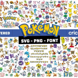 Pokemon Designs Bundle Layered Items ,Layered Vector Svg files, Pikachu Svg Cricut & Silhouette, Pokemon Layered SVG,Instant Download