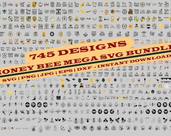 Honey Bee SVG Bundle: Mega Bee Clipart, Honeycomb Designs (Digital Download)
