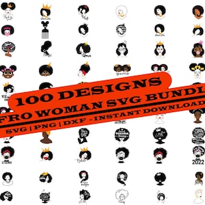 Afro Woman Svg Bundle, Afro Girl Svg, Black Woman Svg, Black Woman Silhouette, Afro Hair Svg, Afro Queen Svg, Afro Lady Svg