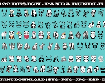 Panda SVG Clipart Bundle, 122 Designs (Digital Download)