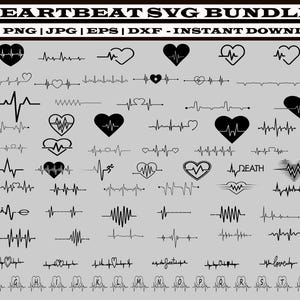 Heartbeat SVG Bundle, Heartbeat Clipart, Heartbeat Svg cut files for Cricut, Heart beat svg, Cardiogram svg, Ekg svg,Instant download