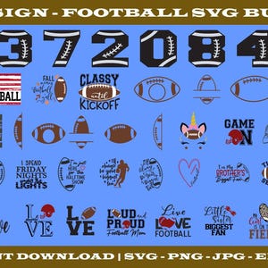 Football SVG Designs Bundle: 56 Graphics (Instant Download)