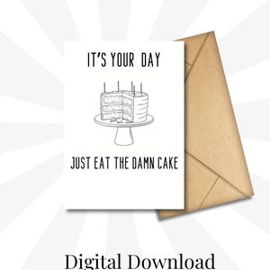Tarjeta de felicitación imprimible/pastel/tarjetas digitales de cumpleaños, agradecimiento, aniversario, para toda ocasión/descarga instantánea/modernas, minimalistas y divertidas