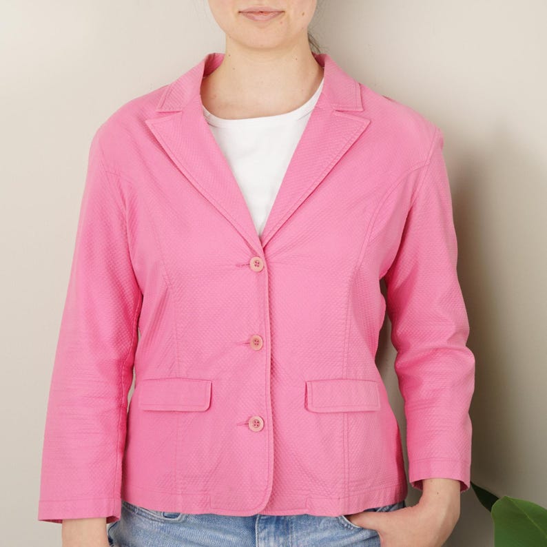 Lilly Pulitzer Vintage White Label Jacket 3/4 Sleeve Quilted Button Front Collar image 1