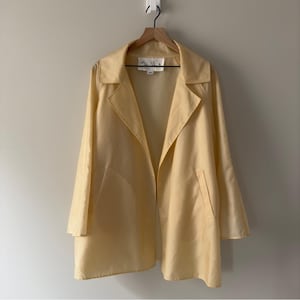 Vintage Sylvia Heisel 2001 Elegant Gul Damkappa med Långärmad Öppen Jacka S