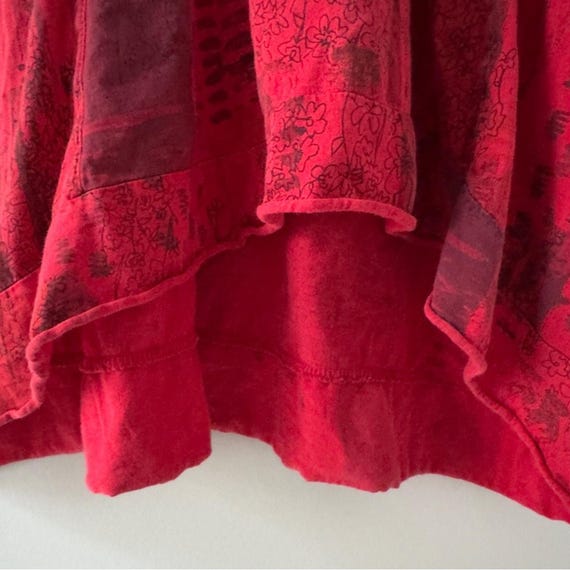 Vintage patchwork style button front Red babydoll… - image 6