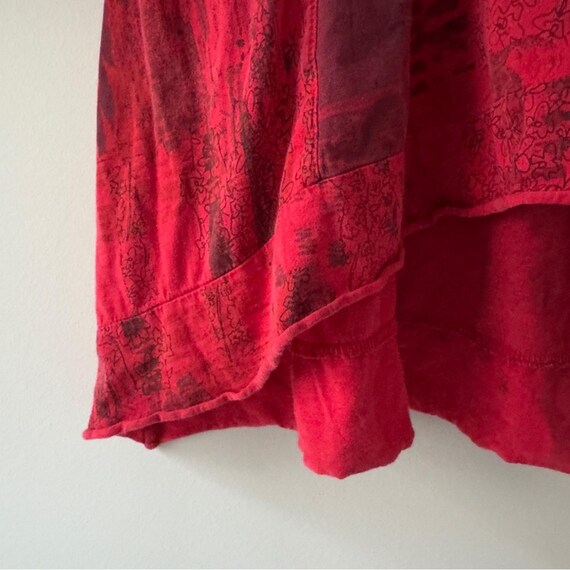 Vintage patchwork style button front Red babydoll… - image 7