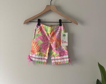 リリー ピュリッツァー ヴィンテージ 2000年代 カプリパンツ フロッグプリント サマー フローラル リボン レース ジッパー 3T