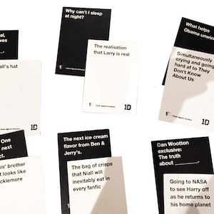 Cartas contra One Direction, jogos de cartas, presentes para os amantes de 1 direction