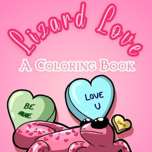 Digital Lizard Coloring Book for Reptile Lovers, Valentine&#39;s Day Activities For Kids and Adults, Printable Coloring Sheets