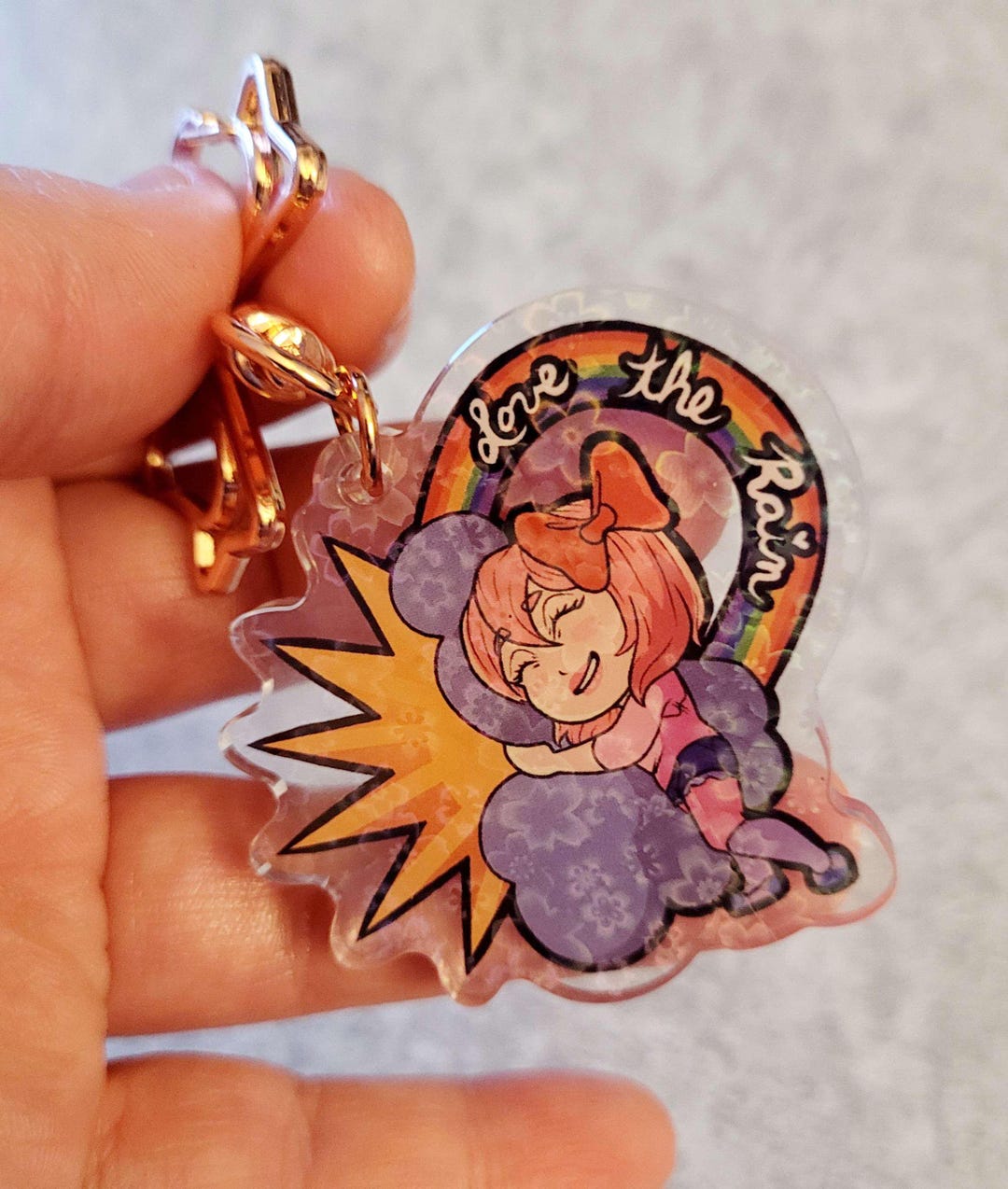 Sayori DDLC Keychain, Holographic Flowers, Poetry, Doki Doki Literature ...