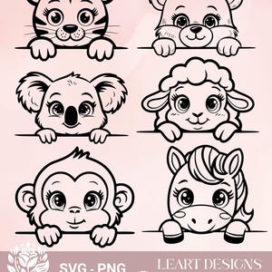Süße Peeking Animals SVG, PNG Bundle–Niedliche Tier Cliparts für DIY, Sublimation & Plotter–Perfekte digitale Dateien für kreative Projekte