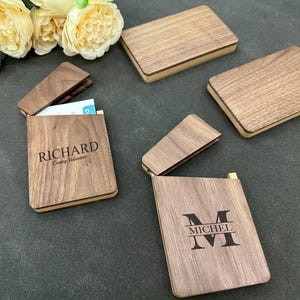 Porta-cartões magnético de madeira personalizado, display com nome gravado personalizado, presente para chefe, presente para colega de trabalho, presente para empresários