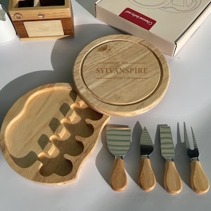 Customized Engraved Serving Platter with Cheese Knives and Utensils, Perfect Gift for Cheese Connoisseurs, Anniversary Gift