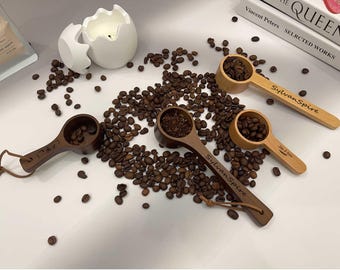 Cuchara de café de madera personalizada y hecha a mano: Cuchara sostenible de haya o nogal, regalo para amantes del café.